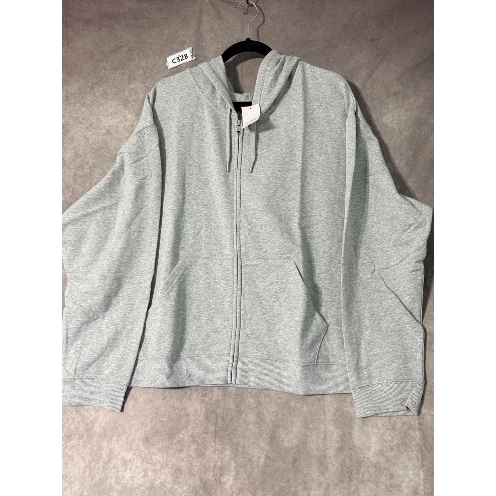 Auden Womens 2X Heather Gray Full Zip Hoodie Sweatshirt Long Sleeve Relaxed Fit